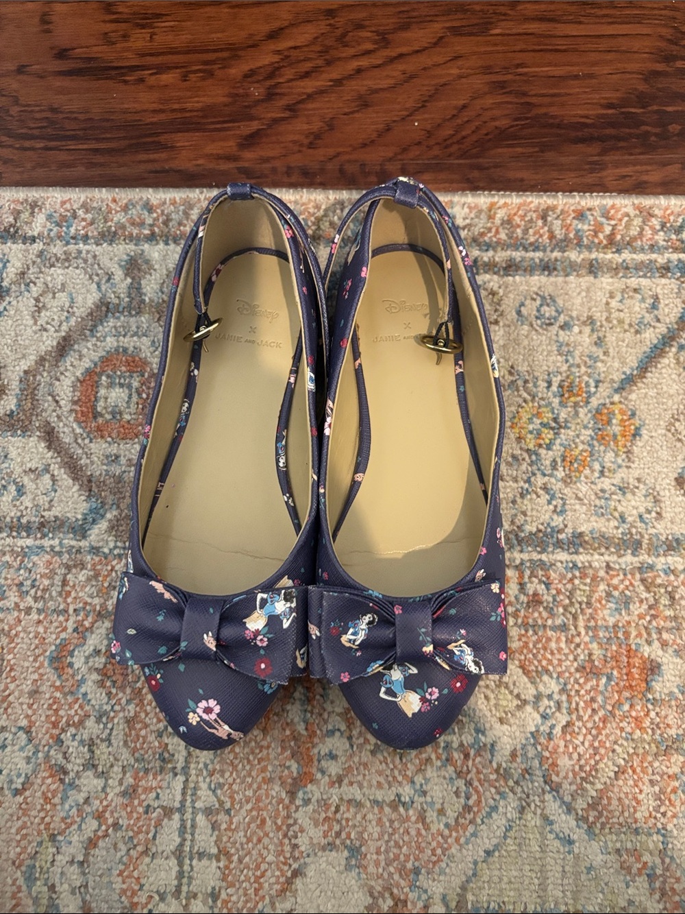 Janie and Jack Navy Floral Bow Girls Ballet Flats